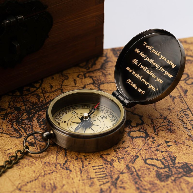 God's Guide & Blessing Compass – Communion & Confirmation Gift for Teenage Boys Baptism Religious Gifts for Men, Christian, Catholic, Graduation Sentimental Inspirational Gifts