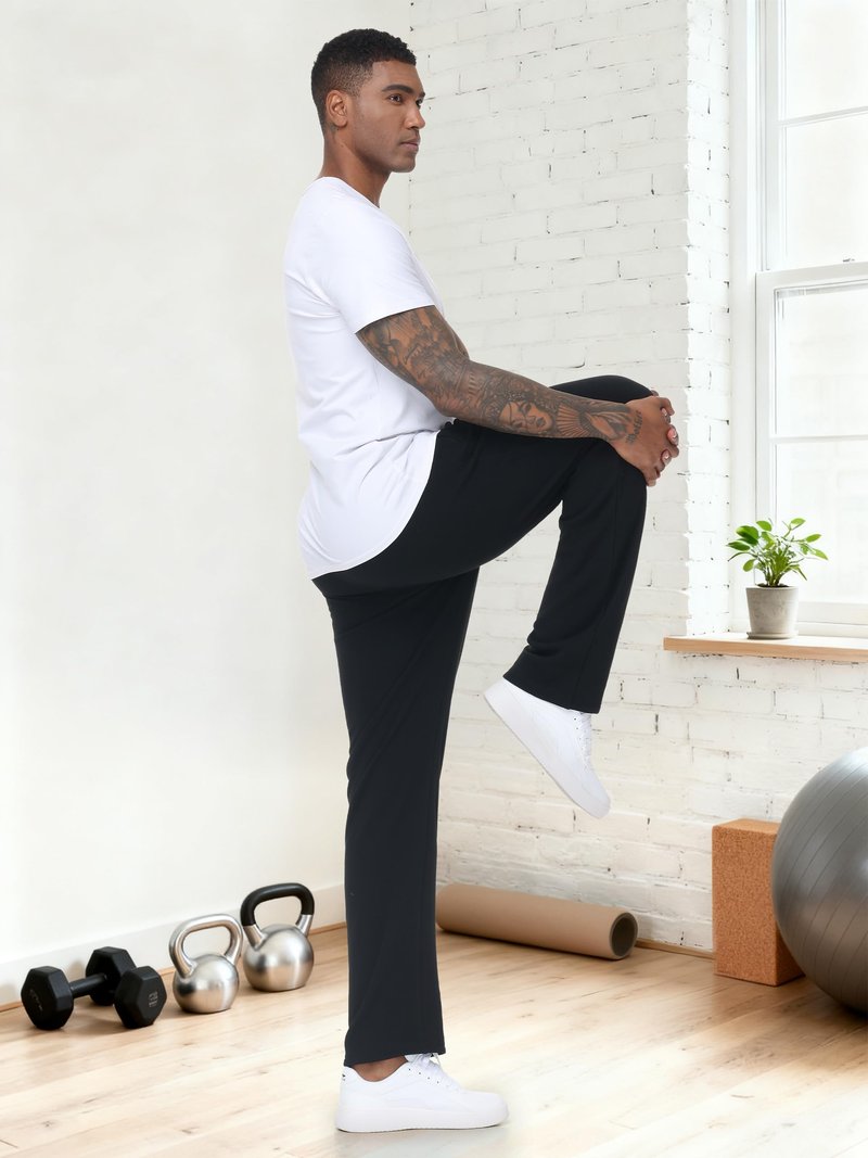 SEVEGO Tall Mens 34"/36"/38" Inseam Fleece Lined Winter Sweatpants Zipper Pocket Warm Extra Long Joggers Workout Pants,Black,L