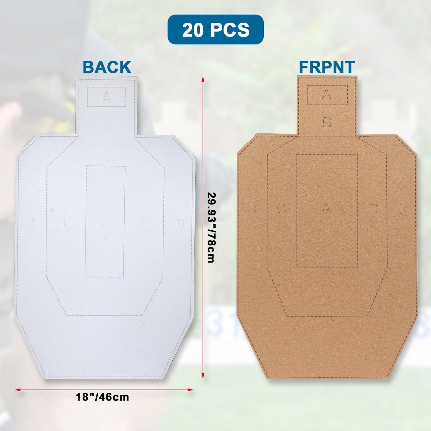 Shooting Targets – 30x18 Inch Cardboard Targets with 4 Clips – Heavy-Duty Corrugated for Pistol & Rifle Practice – Pre-Marked Scoring Zones for Range & Training Use