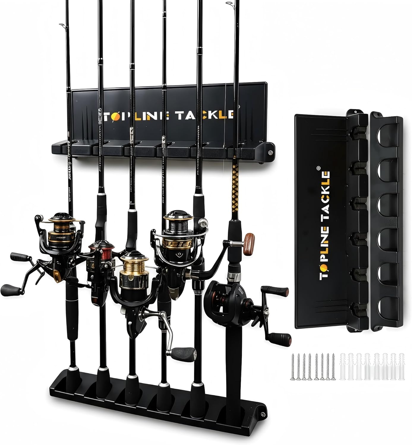 Vertical Fishing Rod Holders - Wall Mounted Rack for 12 Rods | 2 Set Storage Solution