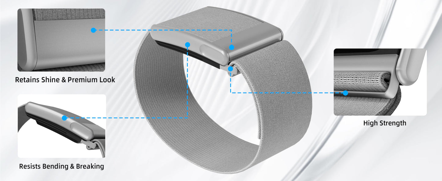 iprisu CoreKnit Waterproof Sport Band Compatible with WHOOP 5.0 / One/Peak/Life | Adjustable, Quick-Drying & Sweat-Resistant Strap for Workouts and Daily Wear (Grey/Matte Silver, Life/MG)