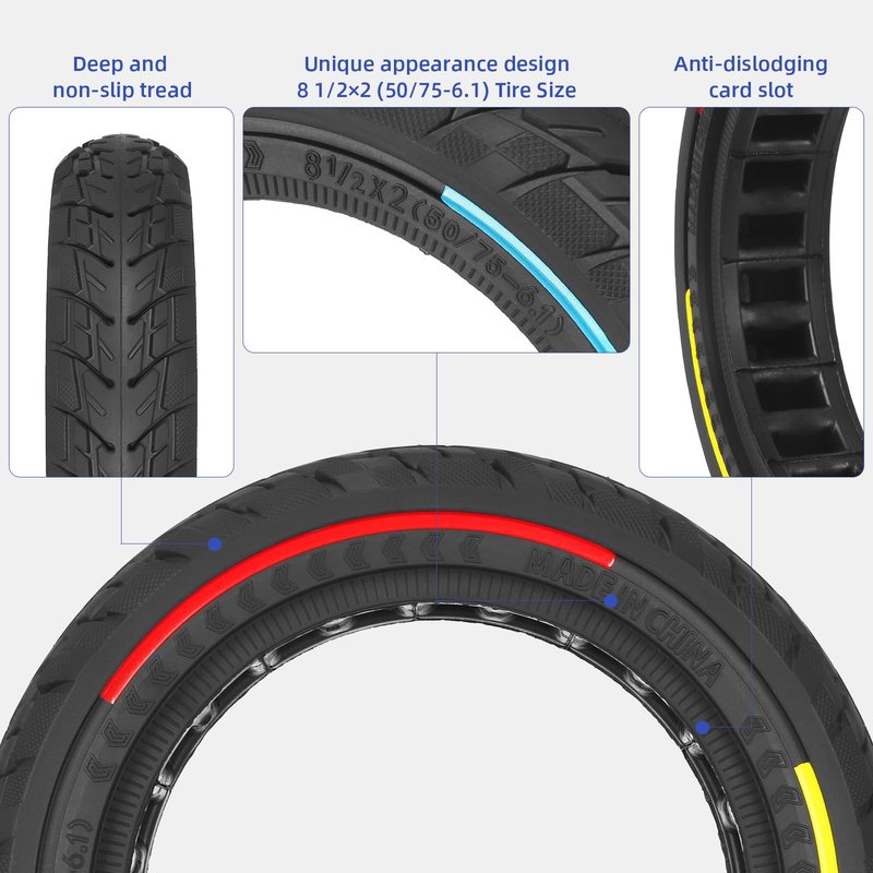 ulip (2-Pack) 8.5 x 2 Solid Scooter Tire 8.5 inch Rubber Tire 50/75-6.1 Front and Rear Wheels Replacement for Gotrax GXL V2 Hiboy S2 Pro Xiaomi M365 Pro Pro2 1S MI3 and 8.5 inch Scooters