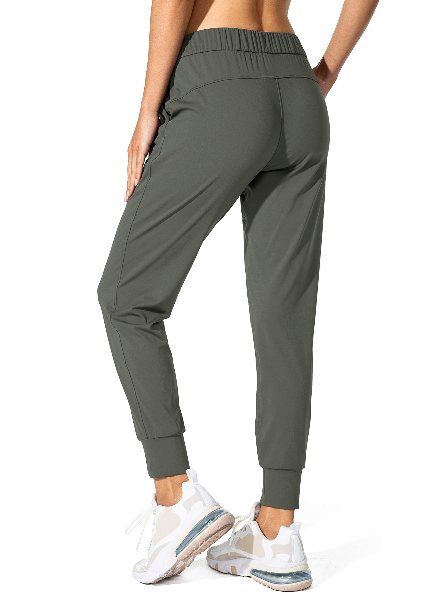 SANTINY Women's Joggers Pants Pockets Drawstring Running Sweatpants for Women Lounge Workout Jogging(Olive Green_L)