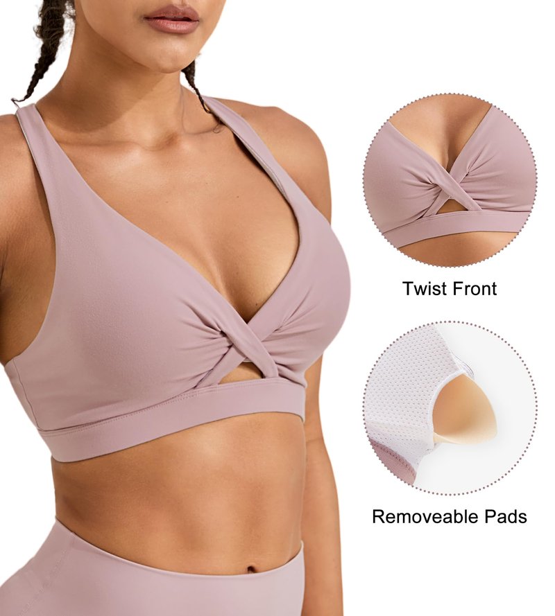 Sports Bras for Women High Support Workout High Impact Push Up Sports Bra Supportive Padded Racerback Bras for Women Gym Yoga Top Black Sports Bra, Black, L