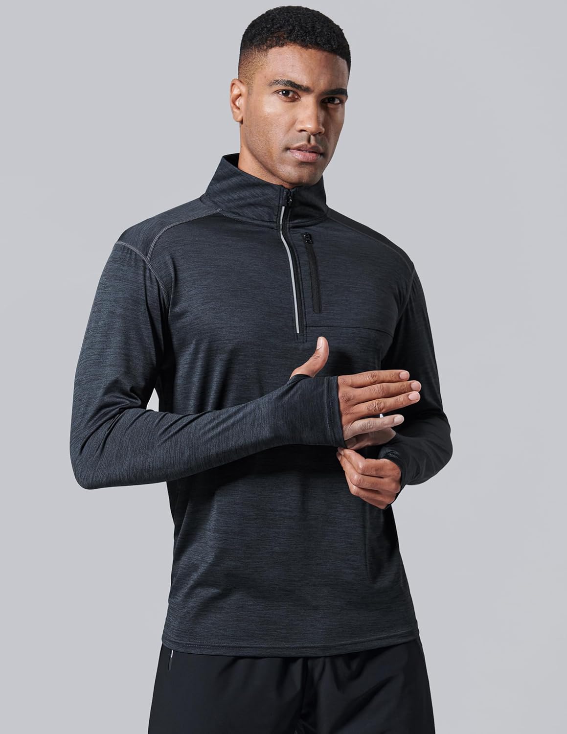 Men’s Quarter-Zip Pullover Jackets - Lightweight Long Sleeve Athletic Shirts for Performance & Running | 3-Pack