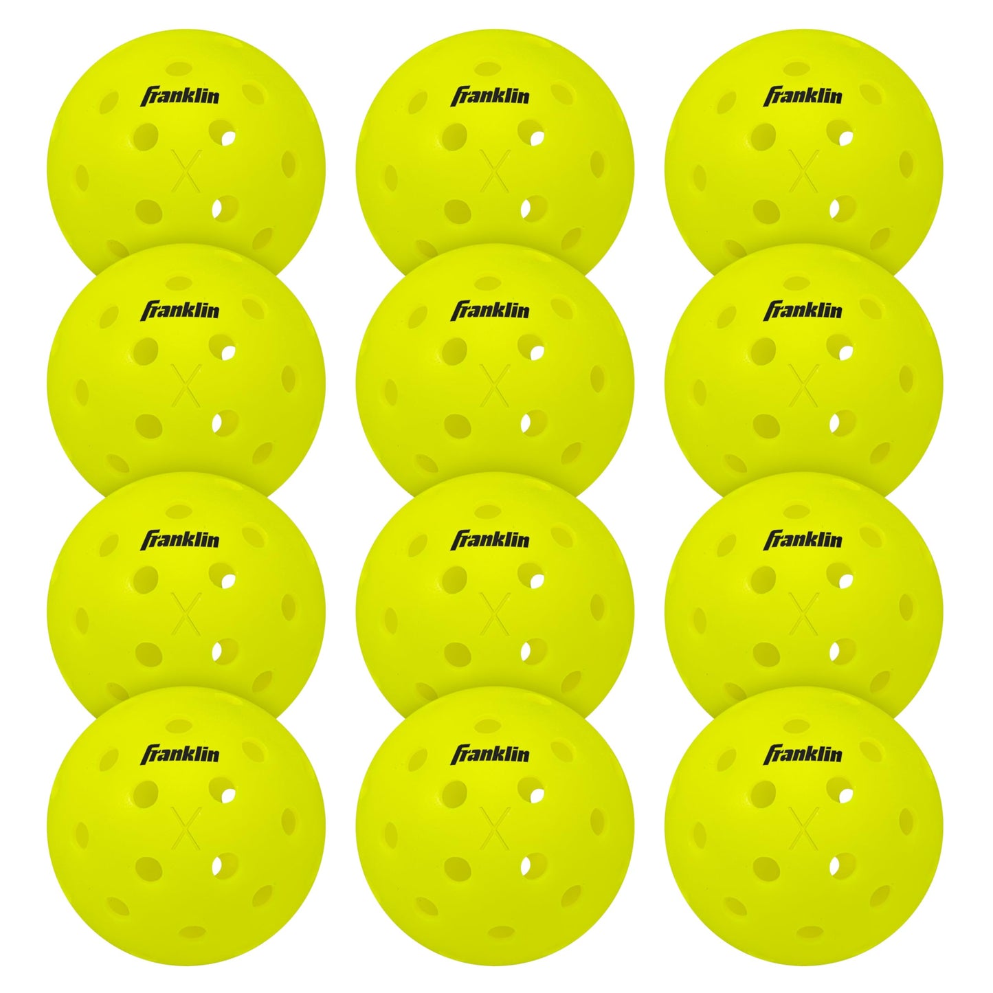 Franklin Sports Outdoor - X-40 Pickleball Balls - USA (USAPA) Approved - 12 Pack Outside - Optic Yellow - US Open Ball