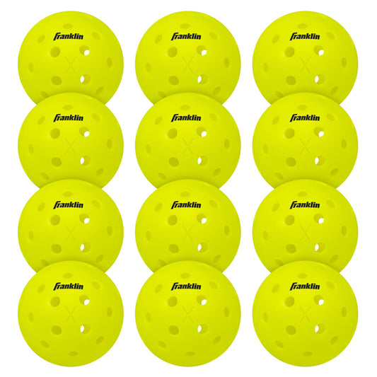 Franklin Sports Outdoor - X-40 Pickleball Balls - USA (USAPA) Approved - 12 Pack Outside - Optic Yellow - US Open Ball