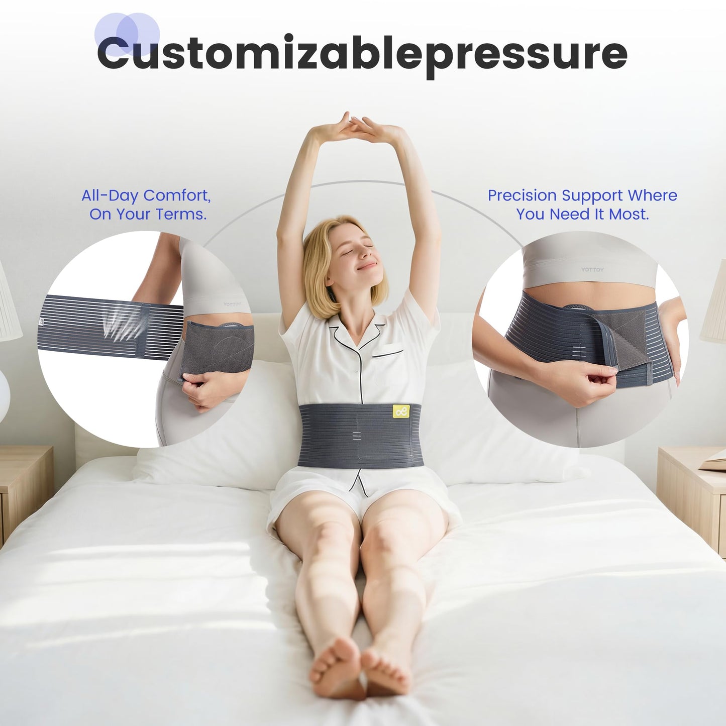 gagaiuco Umbilical Hernia Belt for Men and Women - Hernia Support for Men with 2 Compression Pad (inguinal, femoral, incisional) - Abdominal Binder Post Surgery and Postpartum （S/M）