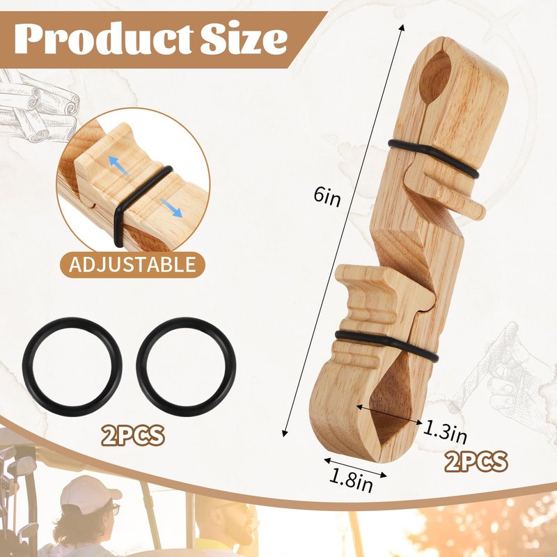 Fiwochic 2 Pcs Wooden Golf Cart Holder with Adjustable Clip & Loop Strap Fits Various Sizes, Natural Solid Wood for Outdoor Use on Carts, Yachts, Beach Chairs, Camping