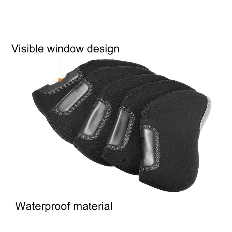 PATIKIL Golf Club Iron Head Covers, 10 Pack Visible Window Waterproof Protection Sleeve for Outdoor Sport, Black