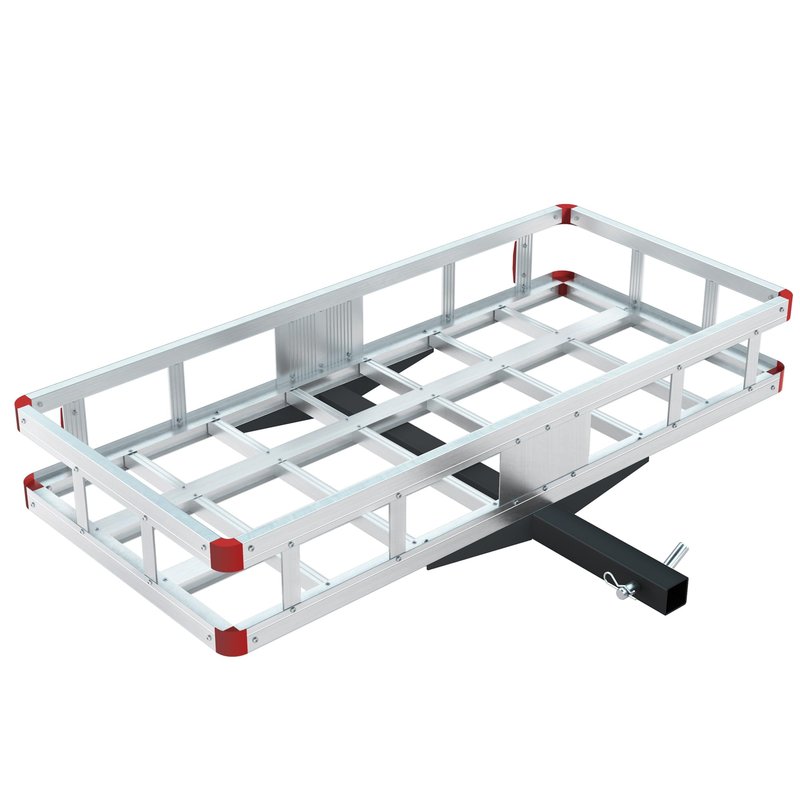 Aluminum Hitch Cargo Carrier, 49.21" x 22.36" x 7.09" Trailer Hitch Cargo Carrier Hitchs Mount Cargos Hitchs Carriers Basket, 500lbs Capacity, Fit 2" Receiver for Suvs Trucks Vans Pickups Camping