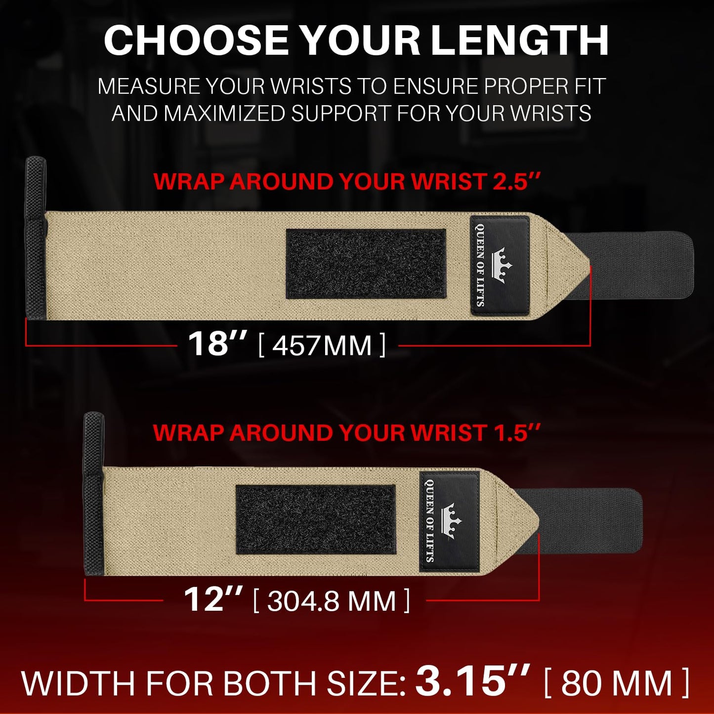 TECEUM Weightlifting Wrist Wraps with Thumb Loop – Beige – Arms on Fire – 18 inch – Heavy-Duty Workout Wrist Support & Protection – Ideal for Powerlifting, Strength Training, Bodybuilding