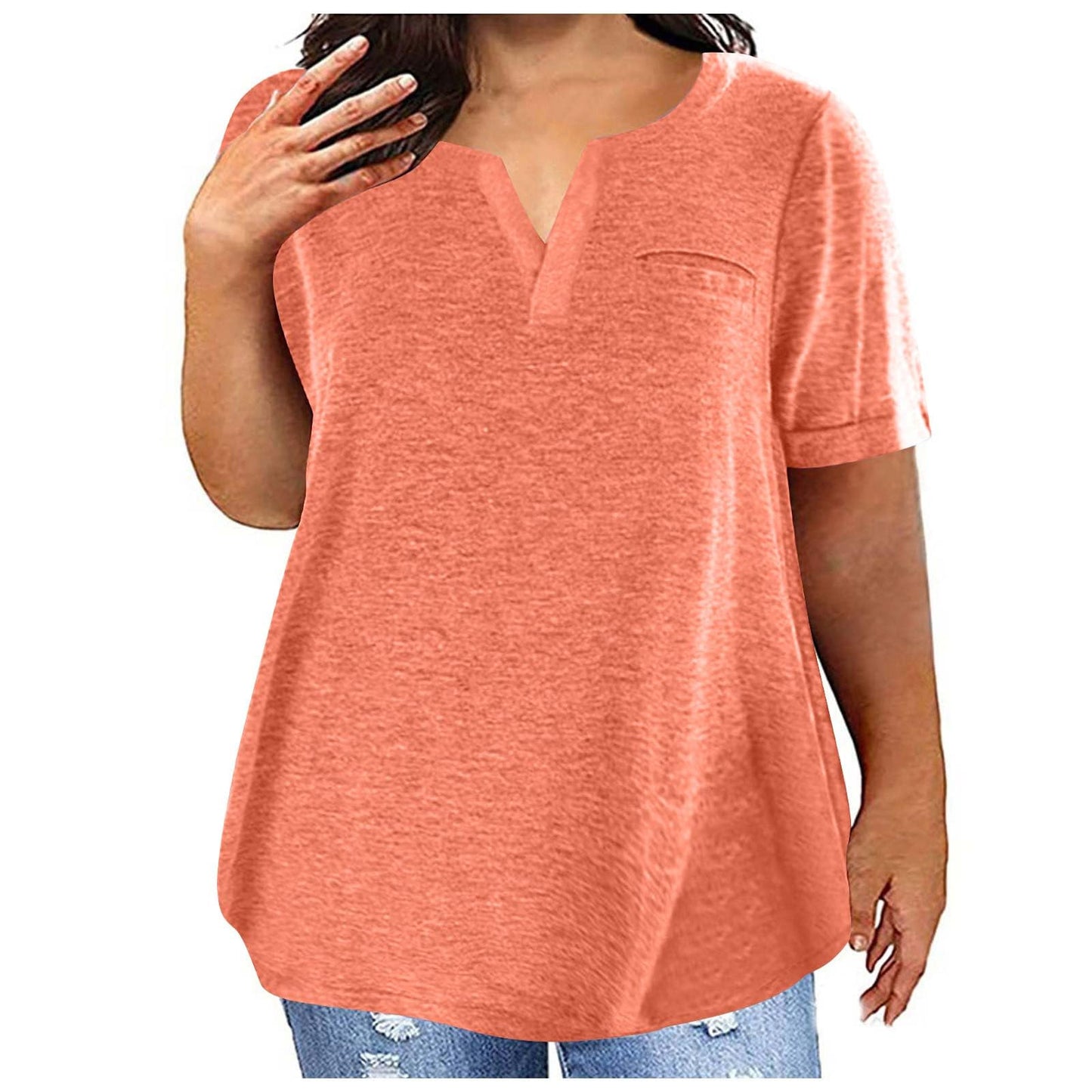 Deal of The Prime of Day Today Plus Size Tops for Women Summer Short Sleeve T Shirts Sexy V Neck Comfy T-Shirts Tunic Casual Loose Soft Tee Shirt