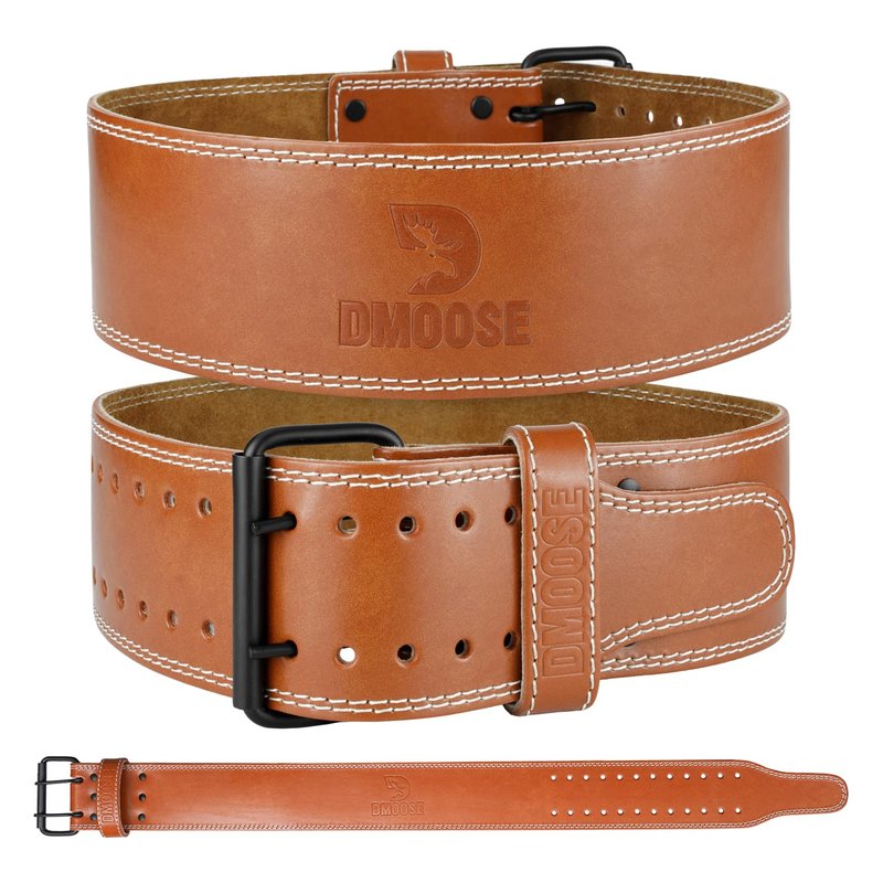 DMoose Weight Lifting Belts for Men Genuine Leather for Men and Women, 4 Inch Wide, Adjustable Buckle, 5MM Thick for Weightlifting, Workout, Gym, Squat, Deadlift, Great Lower Back Support (Brown XL)