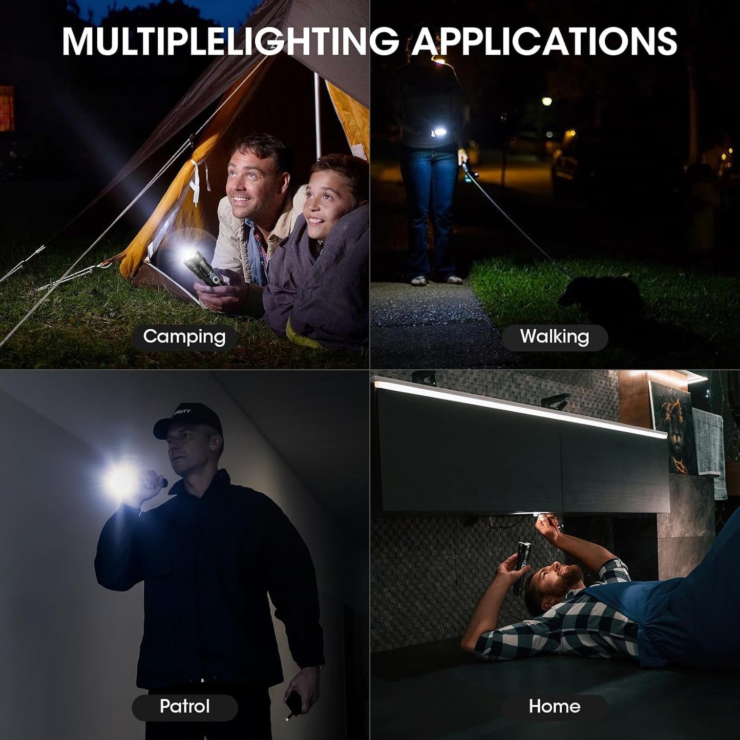 ALSTU Rechargeable 990,000 High Lumens Flashlight - 2 Pack Bright LED Flash Light with 5 Modes, Powerful Handheld Lintera for Camping Home
