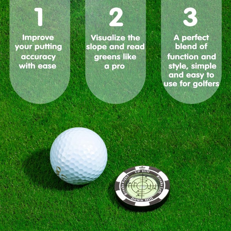 Prodigora Golf Green Reader, Golf Ball Marker Hat Clip with High Precision Horizontal Bubble, Putting Training Aid Golf Accessories Tool Gift for Men Women (Black)