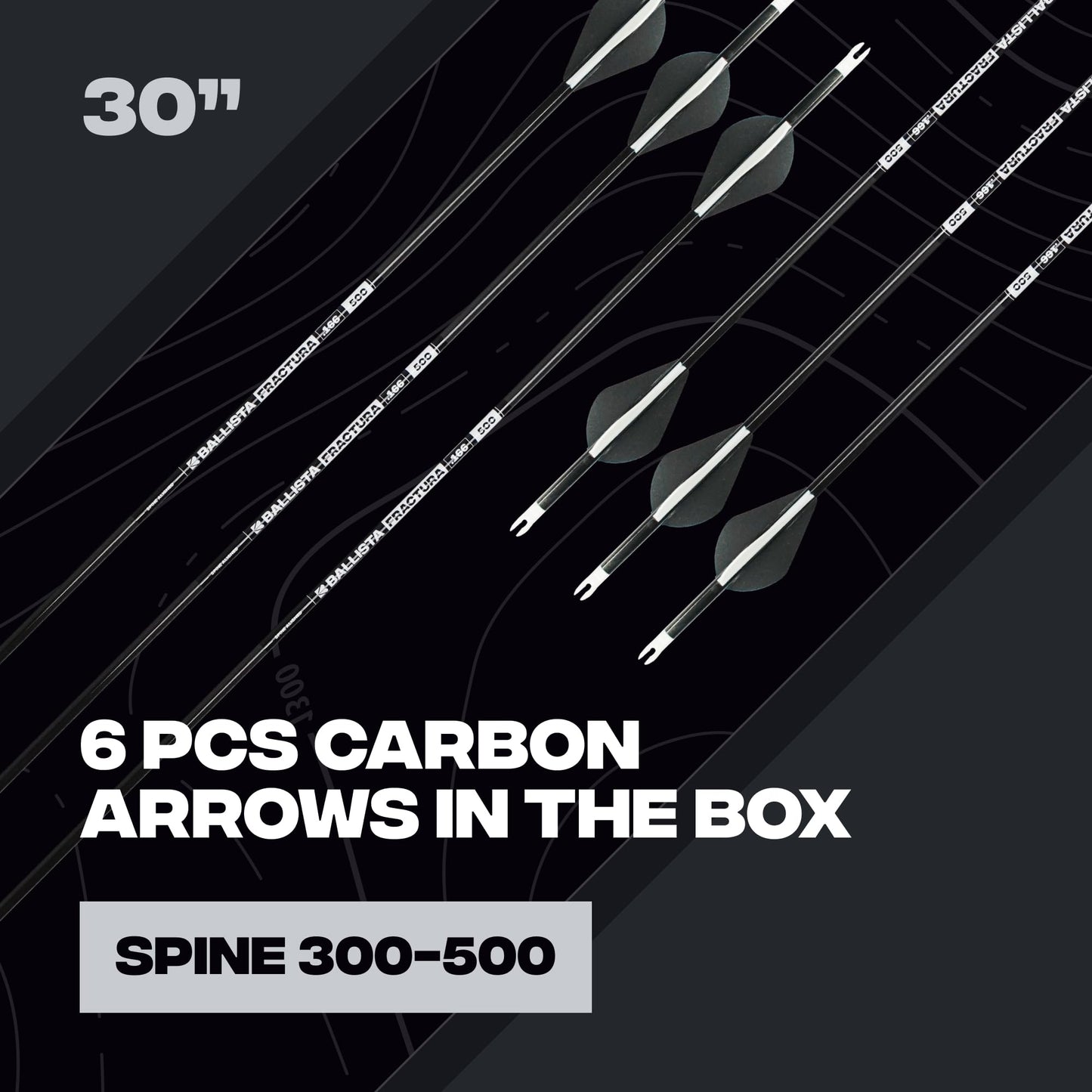 BALLISTA FRACTURA Hunting Micro Diameter Arrows for Compound and Recurve Archery Bow - Carbon 32", OD 6mm, Spine 300-6pcs
