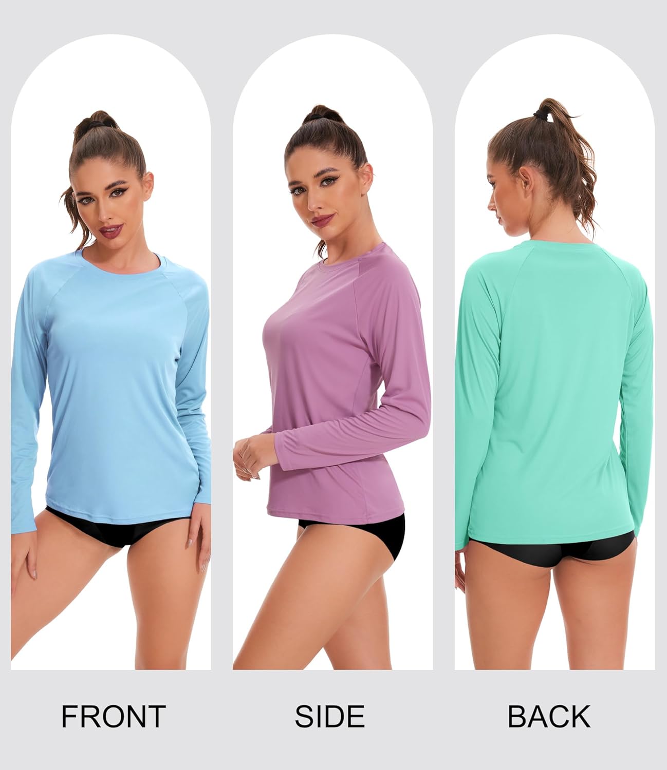 4 Pack Women's Rash Guard - UPF 50+ UV Sun Protection Long Sleeve Swim Shirt | Ideal for Workout & Hiking