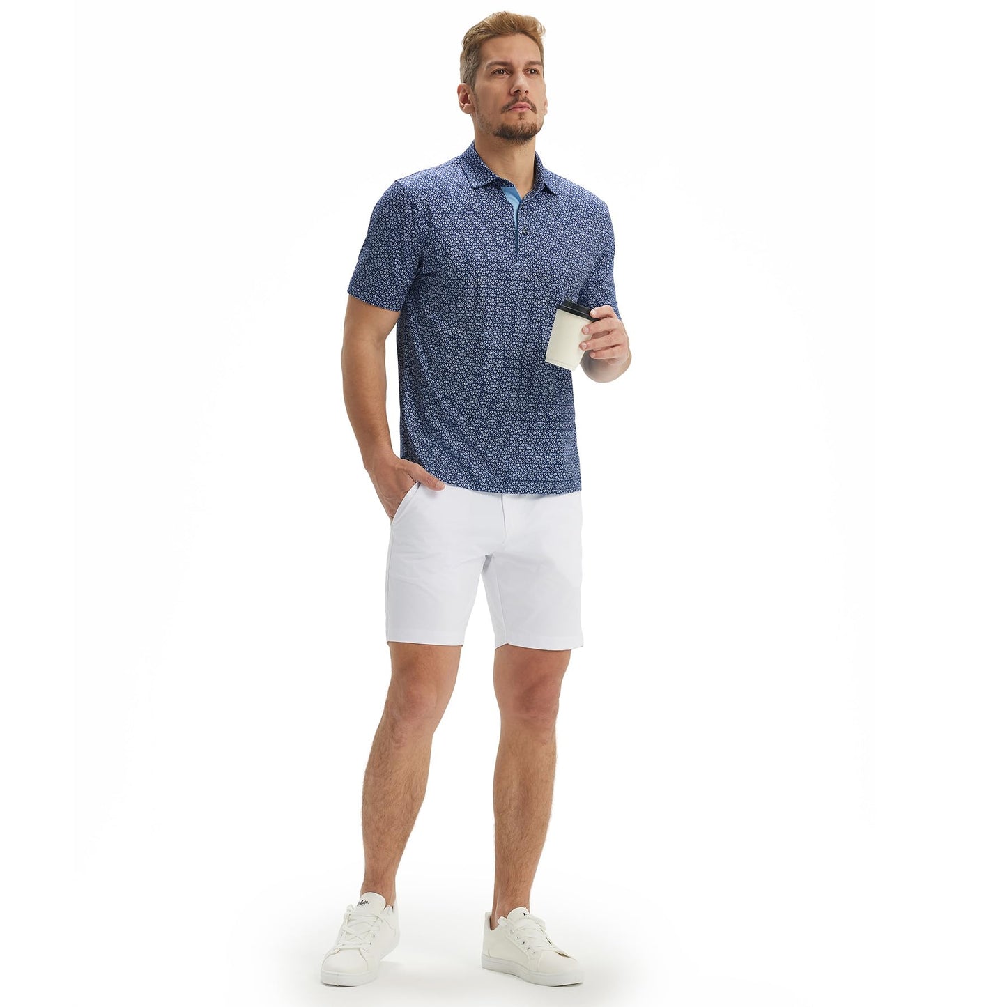 M MAELREG Polo Shirts for Men Quick Dry Fit Short Sleeve Performance Moisture Wicking Print Men’s Golf Shirts