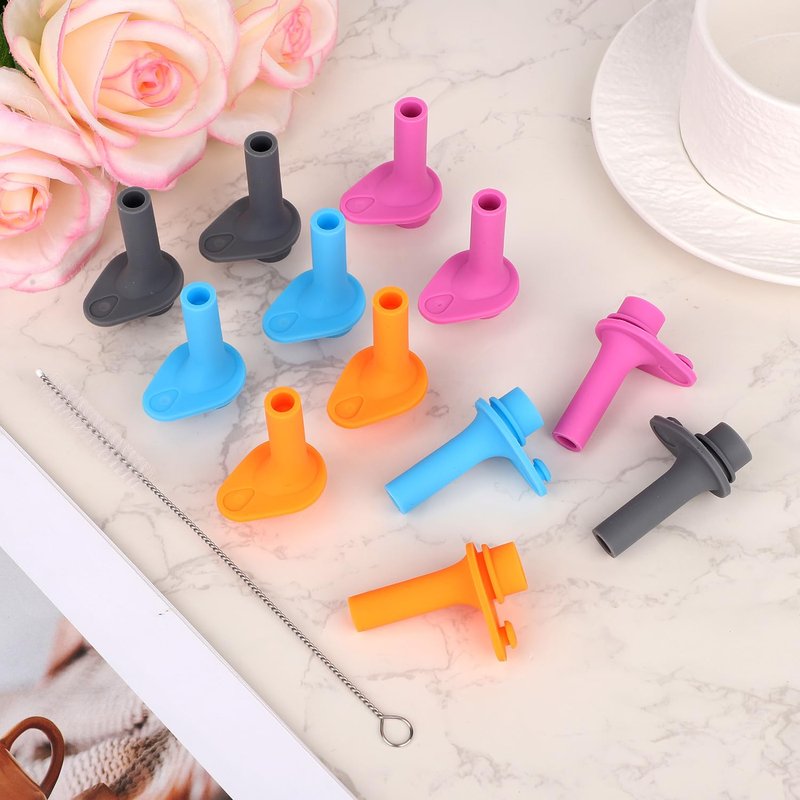 16pcs Replacement Bite Valve for Zak, Silicone BPA-Free Mouthpiece Parts with Cleaning Brush Reusable & Leak-Proof Water Bottle Straw Cup Parts Compatible with Zak Designs Kelso 15oz (4 Colors)