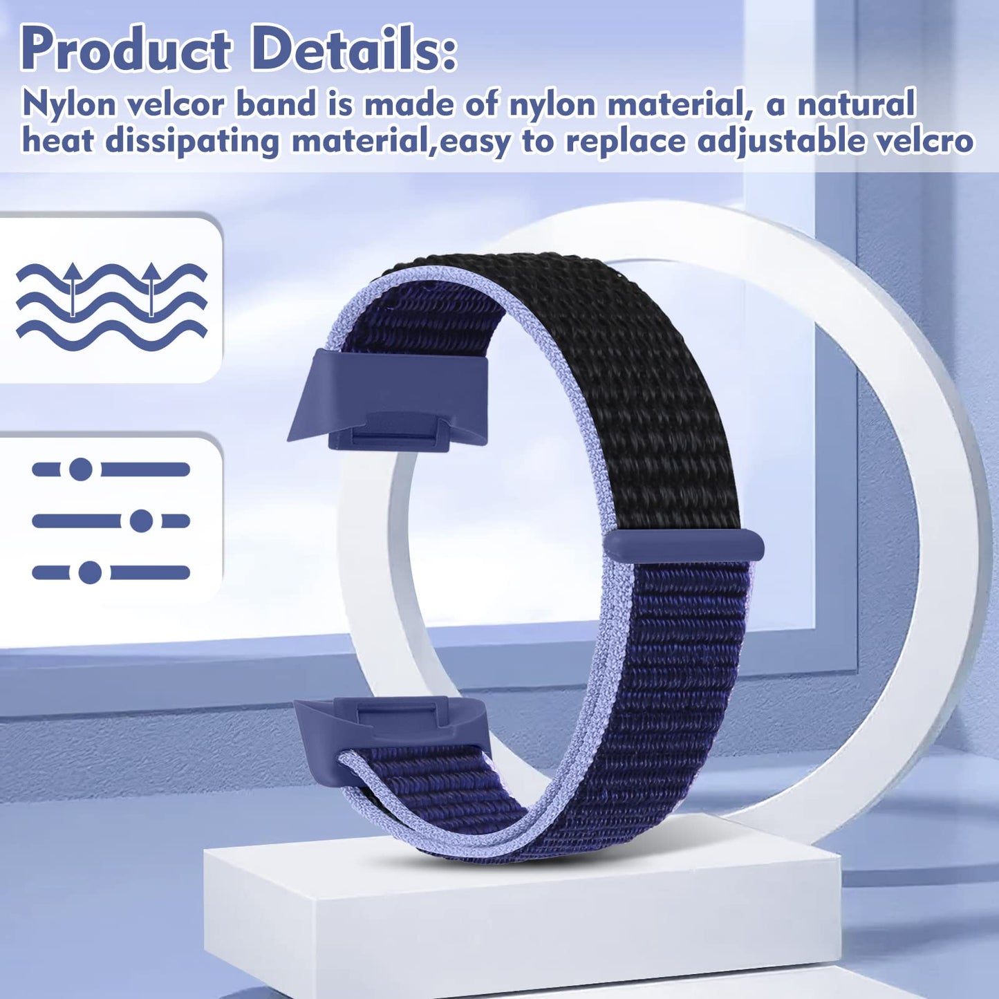 WNIPH Nylon Loop Watch Bands Compatible with Fitbit Charge 6/Charge 5 Bands, 5 Pack Adjustable Soft Breathable Sport Loop Wristband Replacement Straps for Charge 5/Charge 6 Women Men