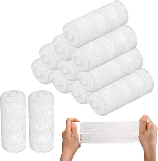 Stretch Gauze Bandages - 3" x 80" Elastic Cotton Tape for Wounds, Injuries & Post-Surgery Care | 12 Rolls