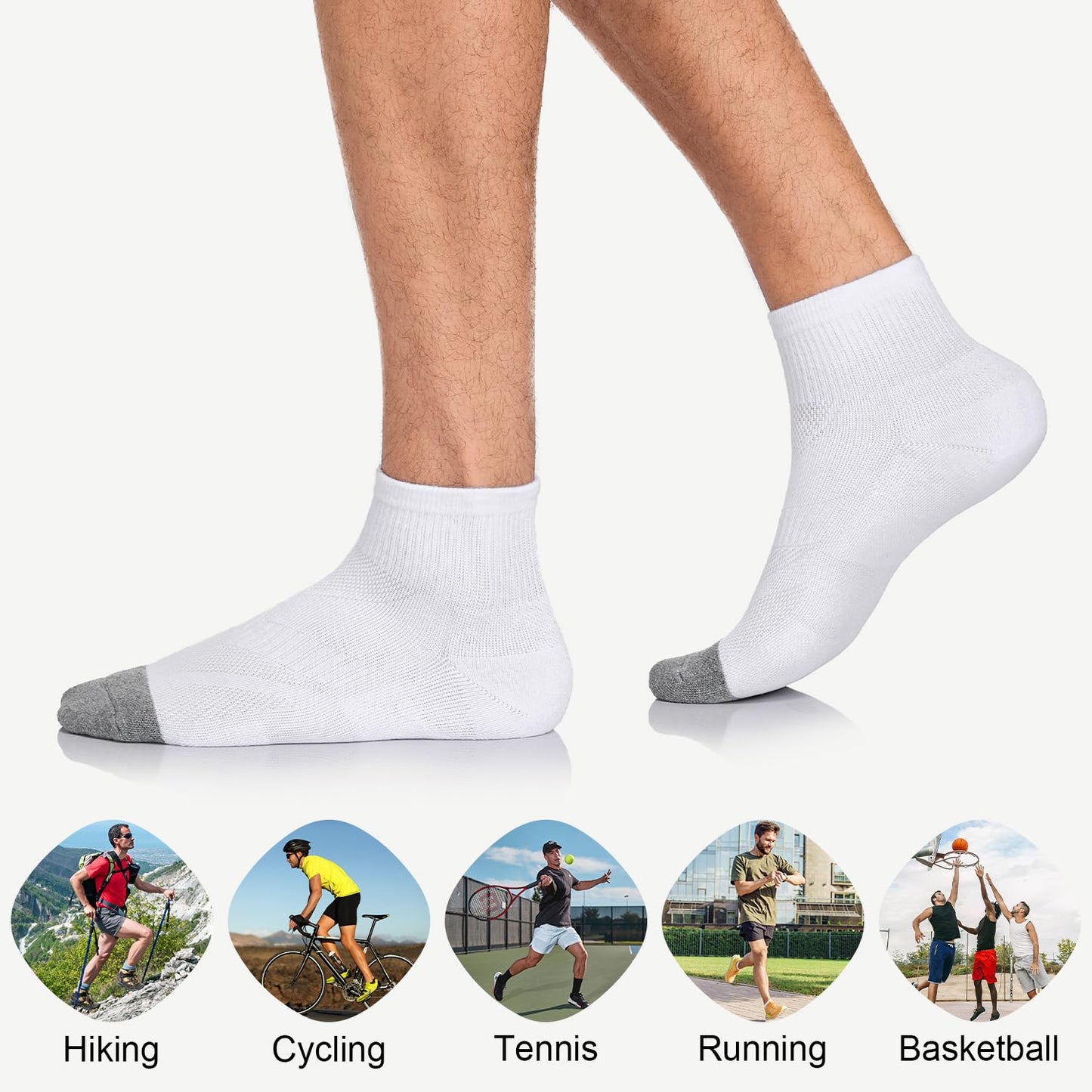 Lapulas 6 Pack Men's Ankle Socks Cotton Cushioned Athletic Running Socks for Women
