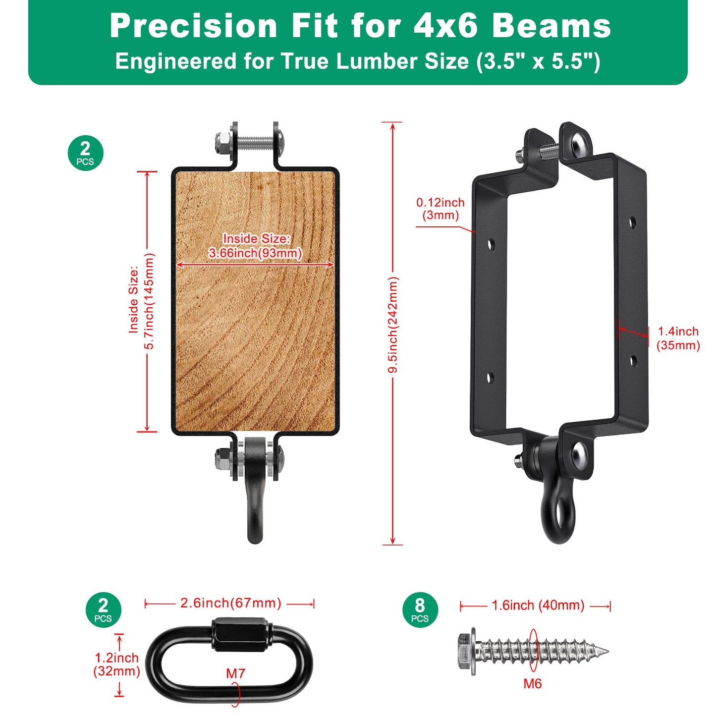 SELEWARE Heavy Duty Swing Hangers, Swing Set Accessories for 4x6 Wood Beam