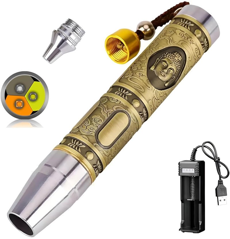 YZYOE Rechargeable Three LEDs Expert Jade Appraisal Flashlight,Jewelry Appraisal Gemstones Diamond, White and Yellow Light and 365NM Ultraviolet Lamp.