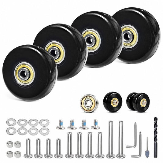 Luggage Wheels Replacement Kit 4PC 2Inch PU Wheels with ABEC-7 Ball Bearing Full Set Repair Tool for Suitcase Travel Box Inline Skate Hand Trolley