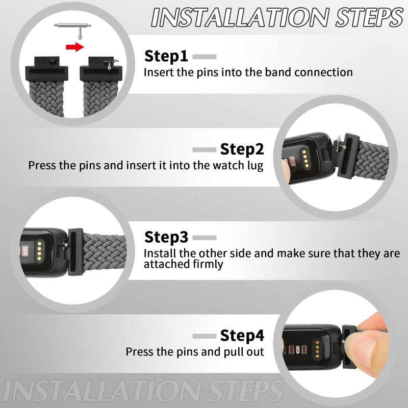 WolliLe Braided Watch Bands Compatible with Fitbit Inspire 3/2/HR/Ace 3/2, Soft Adjustable Nylon Loop Elastic Strap Sport Replacement Wristbands for Women Men