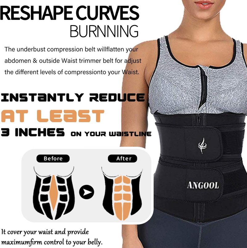Neoprene Waist Trainer for Women - Plus Size Trimmer Belt | Sauna Sweat Corset Cincher with Zipper
