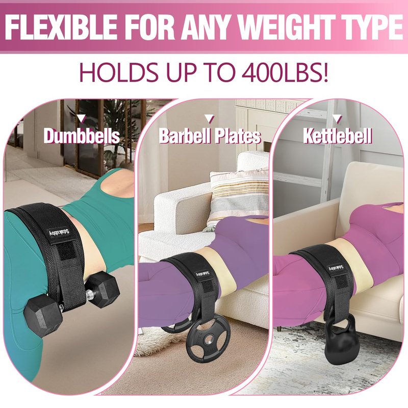 Sdakubby Hip Thrust Belt,Portable Resistance Bands Hip Thrust Machine Alternative with Anti-Slip Pad-Max 400LBS Loading for Squats,Lunges, Glute Bridges at Home Squat Machine,Black