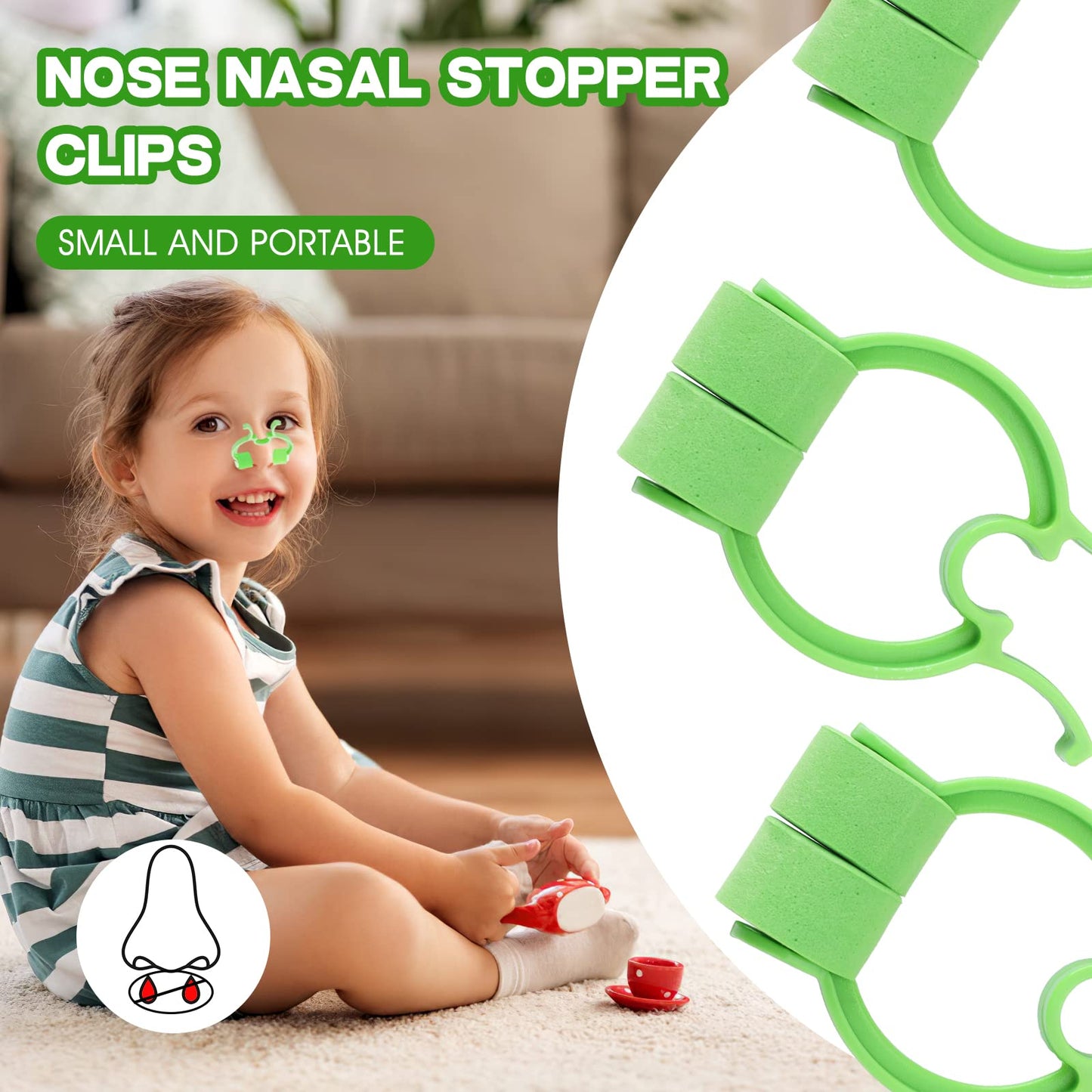 Thinp 10 Pieces Nose Stop Clips, Nose Bleed Stopper Swimming Nose Clip for Adult and Kids Nasal Nose Stopper Clips Plastic Foam Nose Clips for Emergency Accident or Bad Smells(Green)