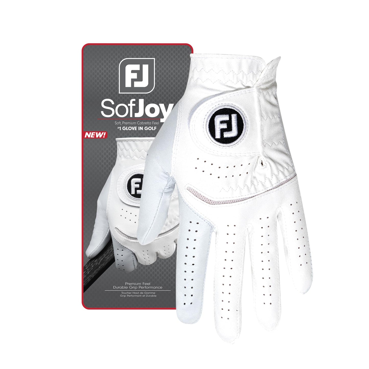 FootJoy Men's SofJoy Golf Glove, White, Cadet Large, Worn on Left Hand