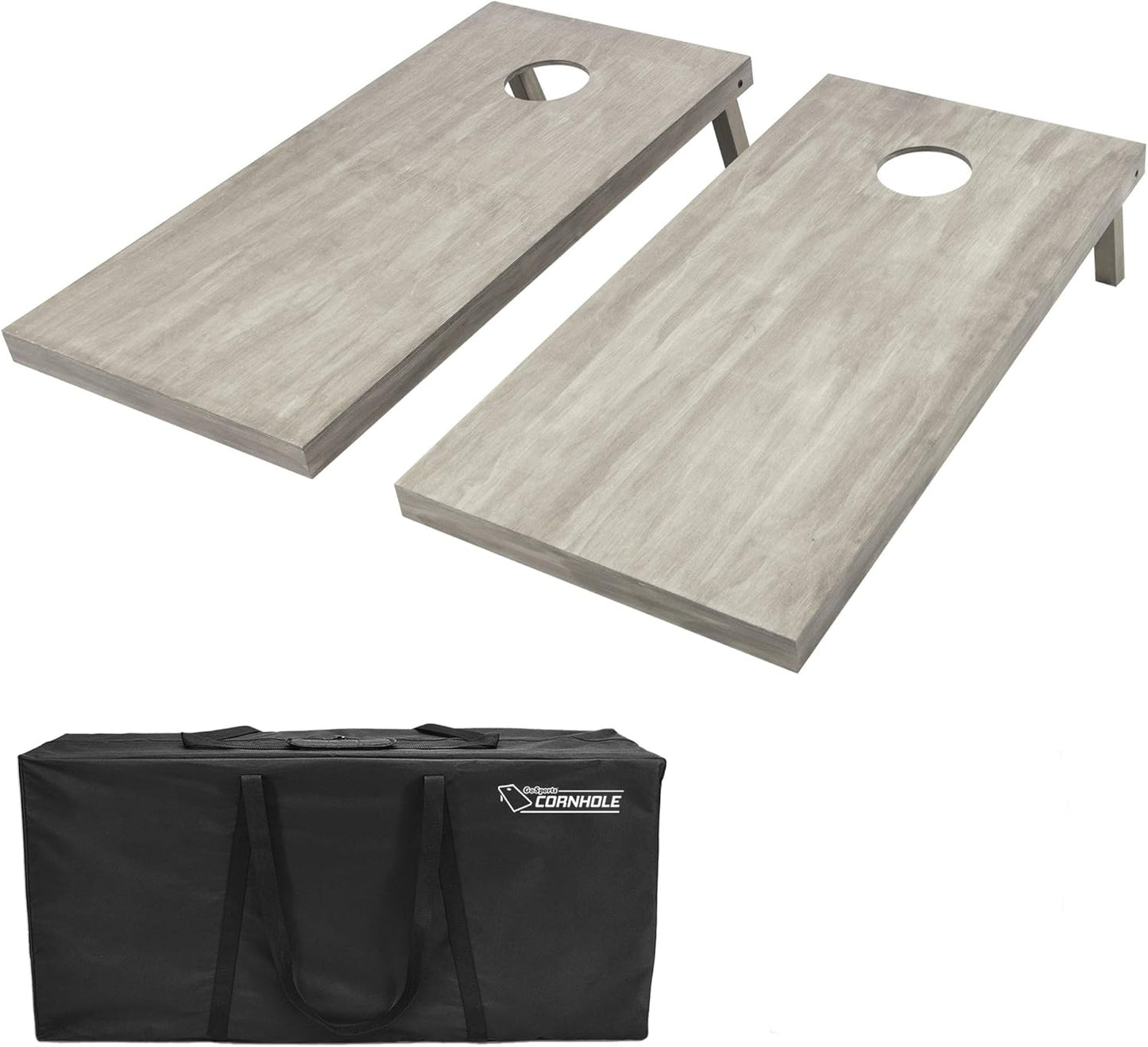 GoSports Wooden Cornhole Boards Set - 4 ft x 2 ft Regulation Size with Light Gray Finish | Includes Carrying Case