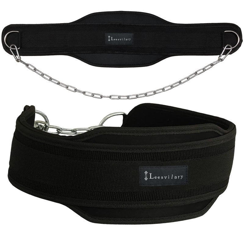 Weight Lifting Belt with Chain Fitness Dip Belt for Weightlifting Neoprene Support Weighted Pull Up Belt With Heavy Duty Steel Chain for Men Added Weight Training, Squat, Deadlift, Bodybuilding (B)