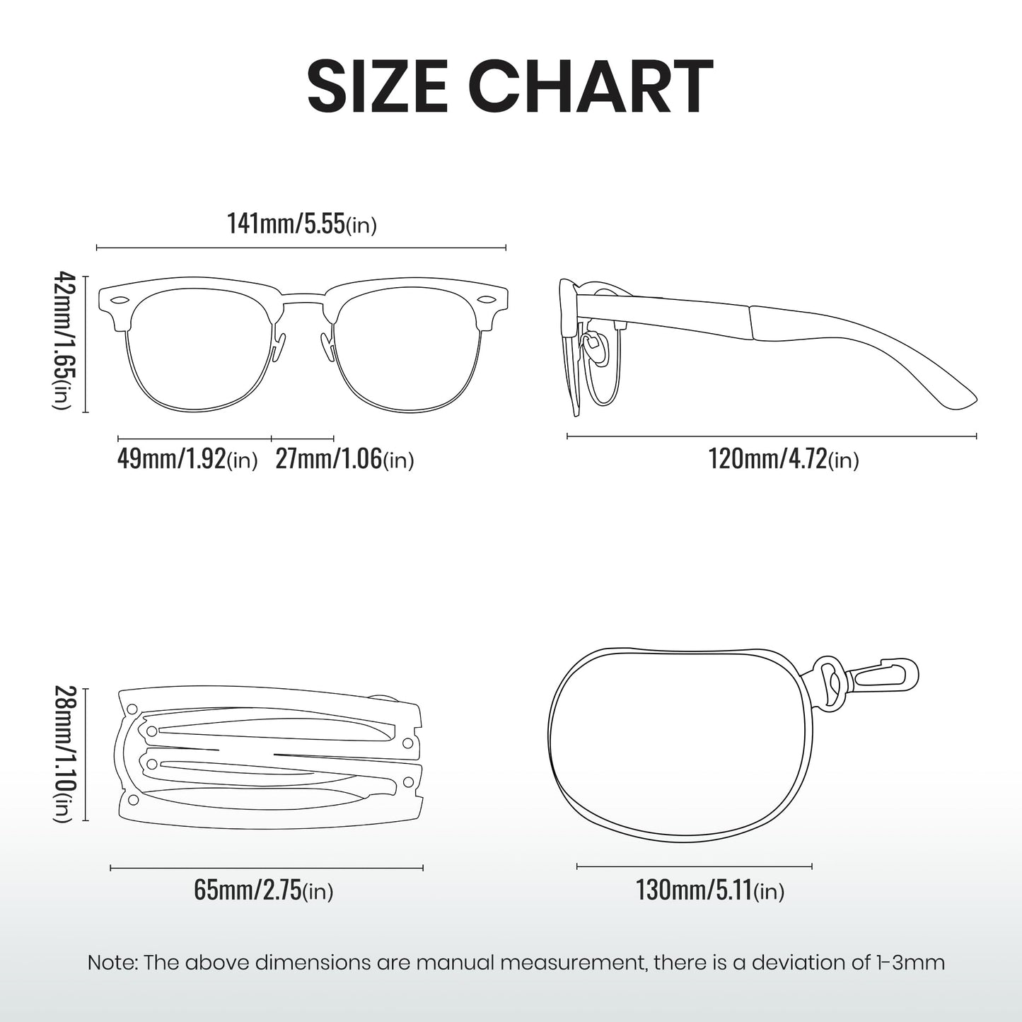 Cyxus Foldable Sunglasses Half Rim Folding Sunglasses Classic Polarized UV400 Shades For Men Women 1015B01