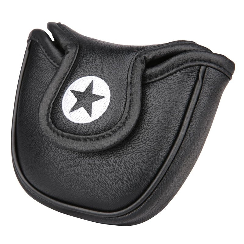 OGECLF 1pc Black Leather with Shark Embroidery Golf Club Mallet Putter Head Cover with Magnetic Closure for Scotty Cameron Taylormade Odyssey