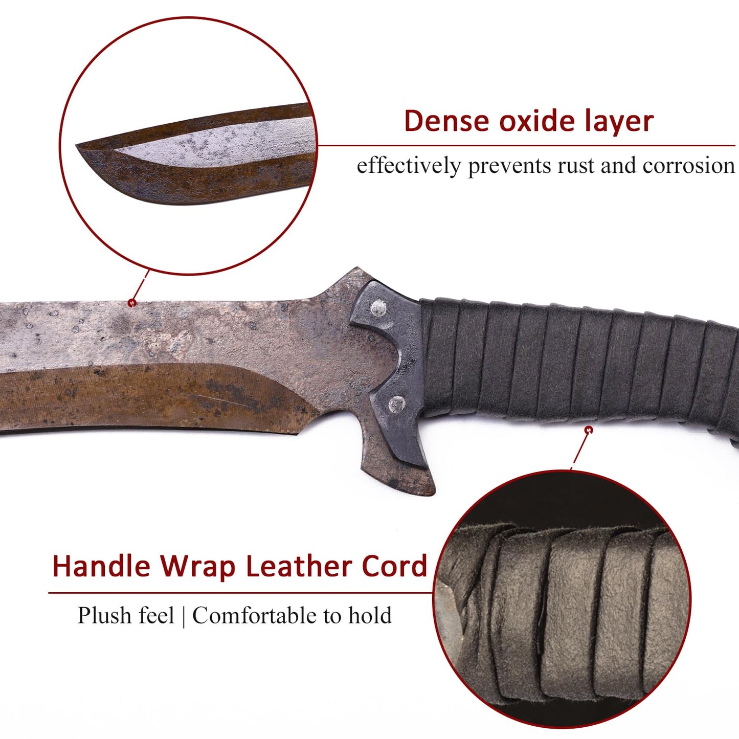 1060 High Carbon Steel Sword Handmade Machete with Full Tang Real Sharp Sword for Outdoor,Survival, Camping, Hiking, Hunting Fishing