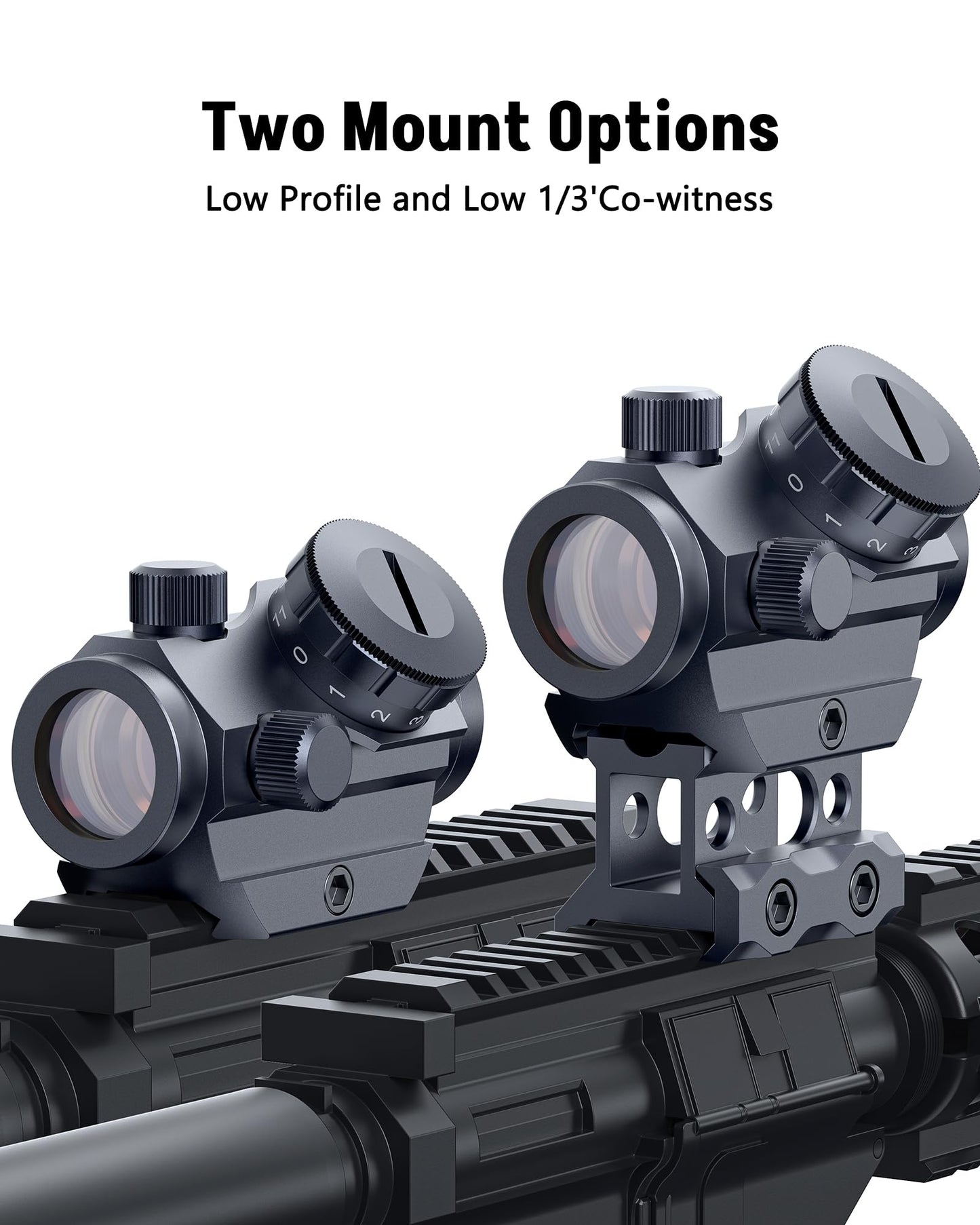 MidTen 2MOA Red Dot Sight 1x25mm Reflex Sight Waterproof & Shockproof & Fog-Proof Red Dot Scope, Riflescope with 1 inch Riser Mount,Grey