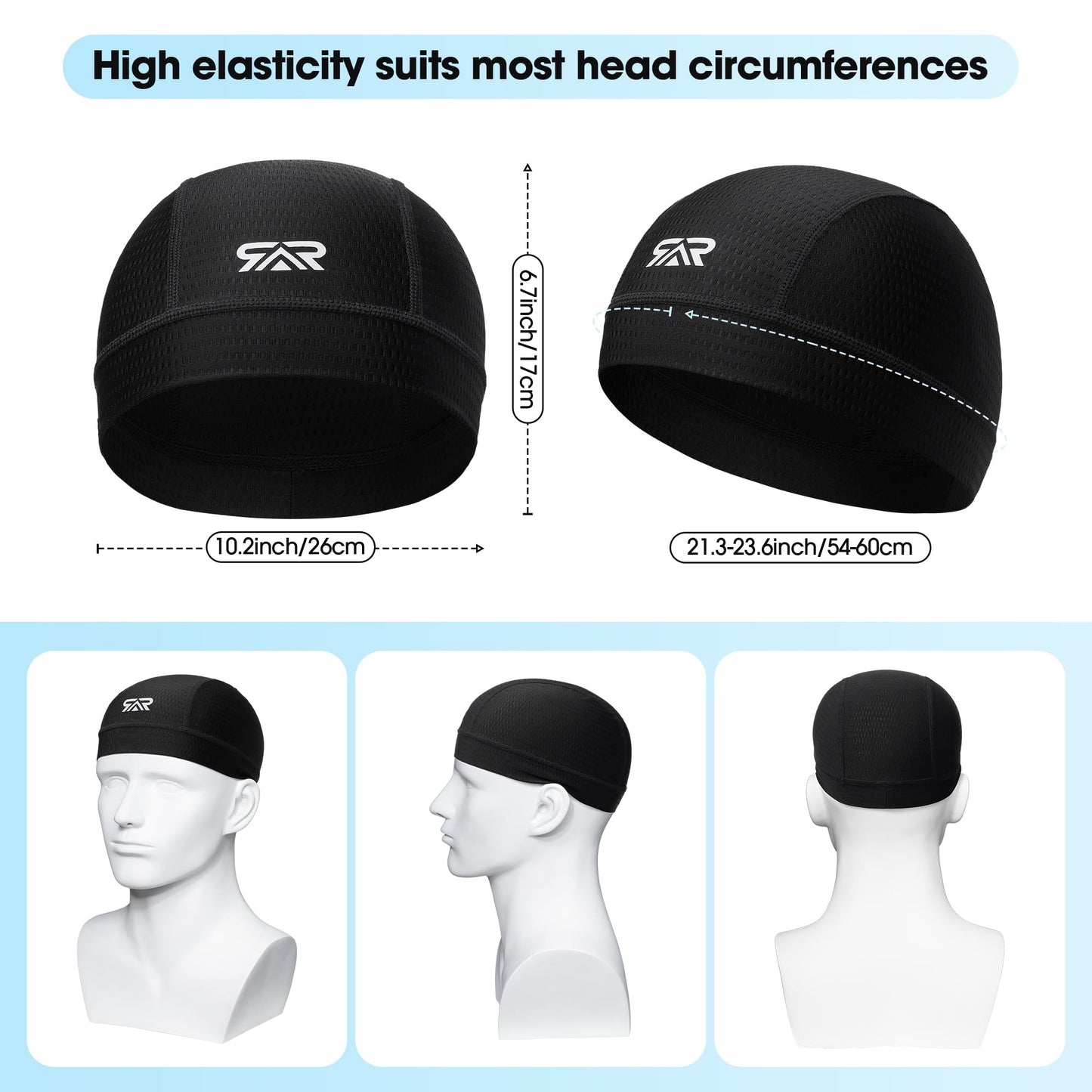 2-Pack Cooling Skull Cap Breathable Mesh Helmet Liner Motorcycle Cycling
