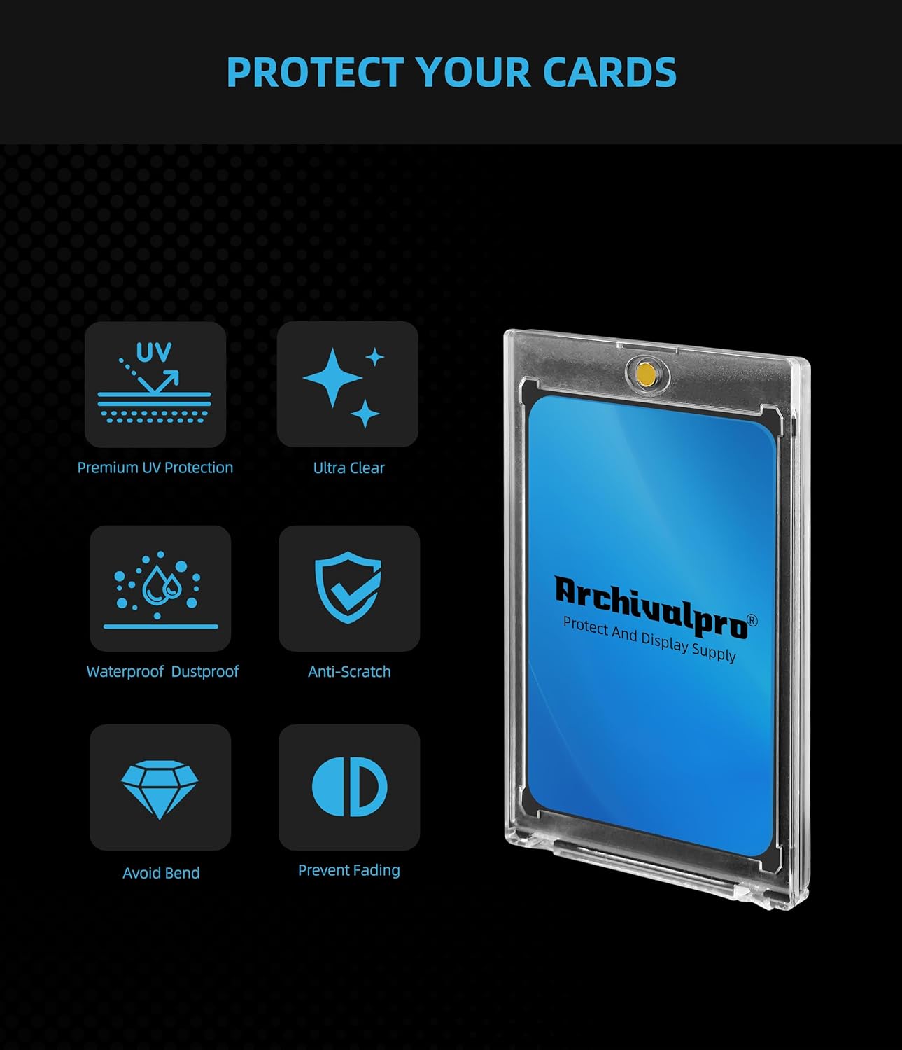 Magnetic Card Holder - Anti-UV Hard Acrylic for Trading & Baseball Cards | 1PC