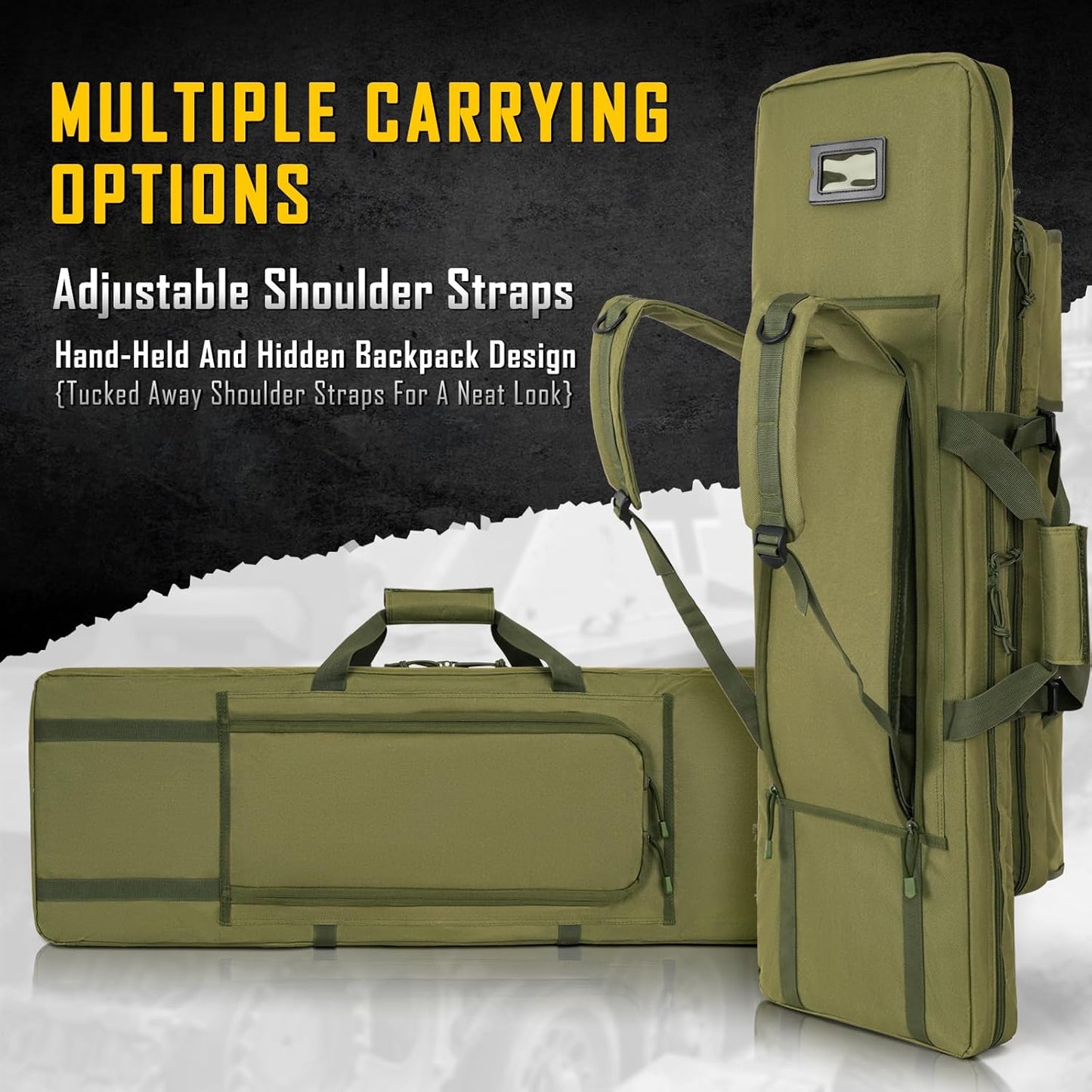 Double Rifle Case - Soft Gun Bag for Rifles & Pistols | Tactical Storage Backpack for Hunters & Shooters - 32/36/42/48/52 Inch