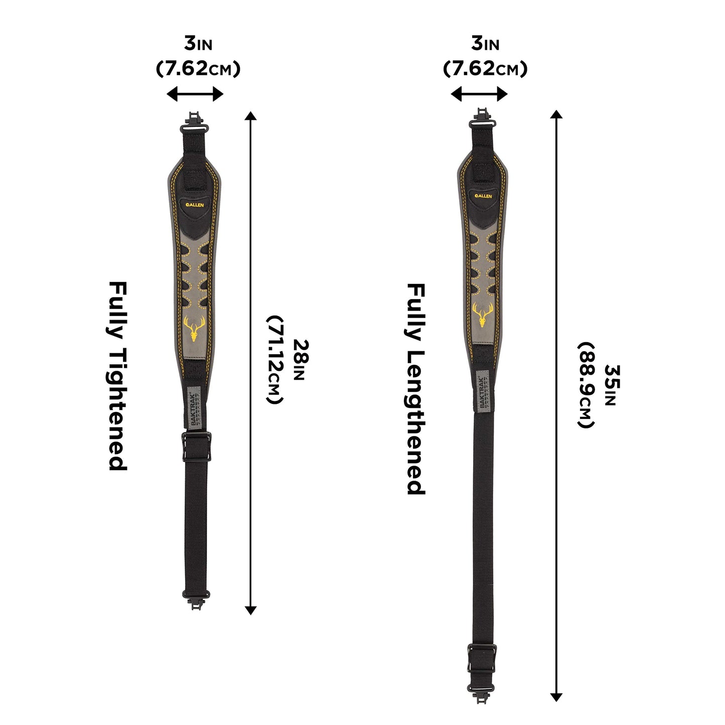 Allen Company Aspen Nubuck BakTrak 2-Point Rifle and Shotgun Sling - Rubber Grip with Swivels - Ideal for Hunting and Shooting - Gun Strap - Tested up to 300 Lbs. - Black/Clay