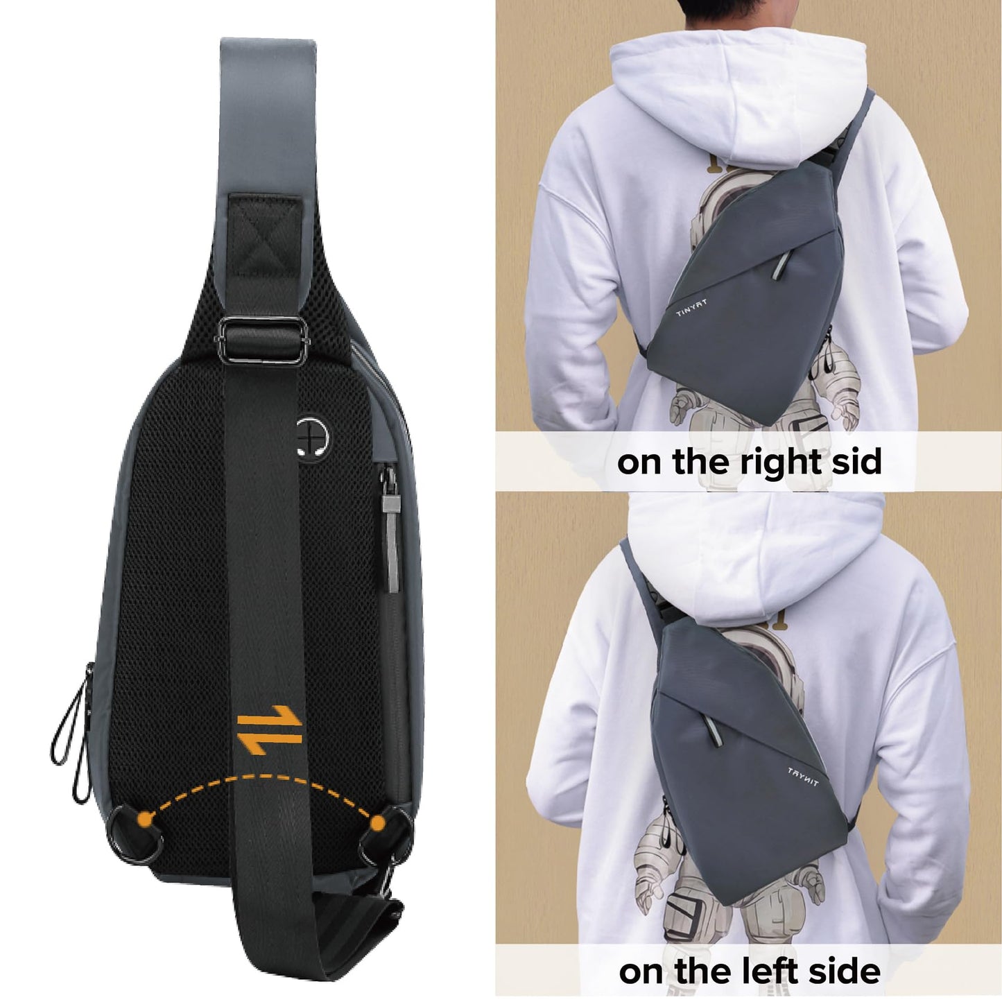 Sling Bag for Men women Anti Theft One Strap Motorcycle Backpack Sling Tactical Chest Bag Daypack Crossbody Backpacks for Casual Travel Hiking Diving Outdoor Sports Grey