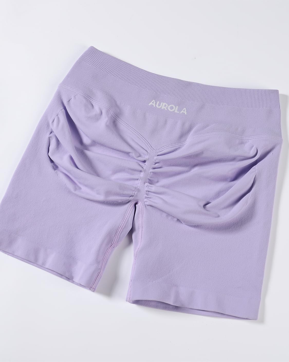 AUROLA Influence Collection Workout Shorts for Women,No Roll Up Squat Proof New Scrunch Seamless Compression Gym Short, Lavender, L