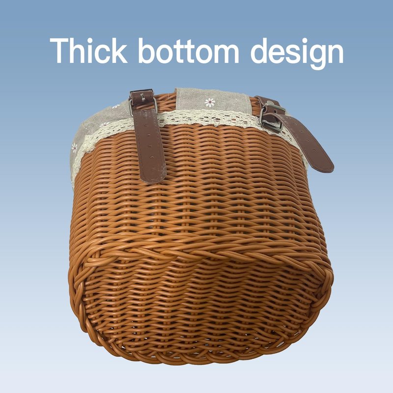 Wicker Bike Basket Front Cargo for Women and Men, Fits Most Bikes, Beach Cruiser, Stationary Bike, Ebike, Road Bikes,Rattan Bike Basket