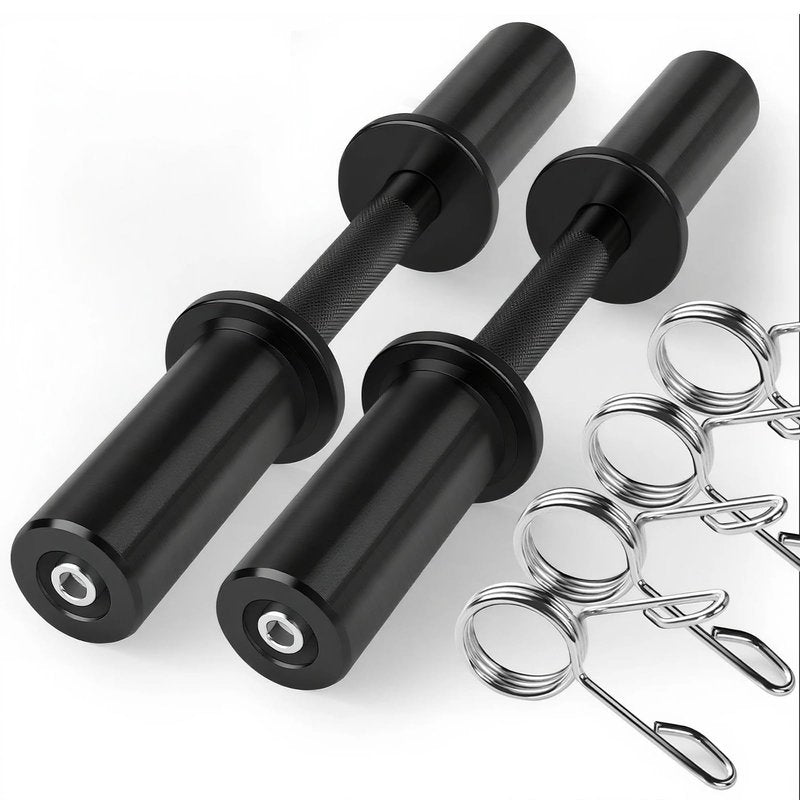 Pair of 16" Olympic Dumbbell Handles – Loadable Dumbbell Bars for 2" Olympic Weight Plates (150LBS Weight Capacity), Ideal for Home Gym Strength Training – Includes 2 Pairs of Spring Collars (Black)