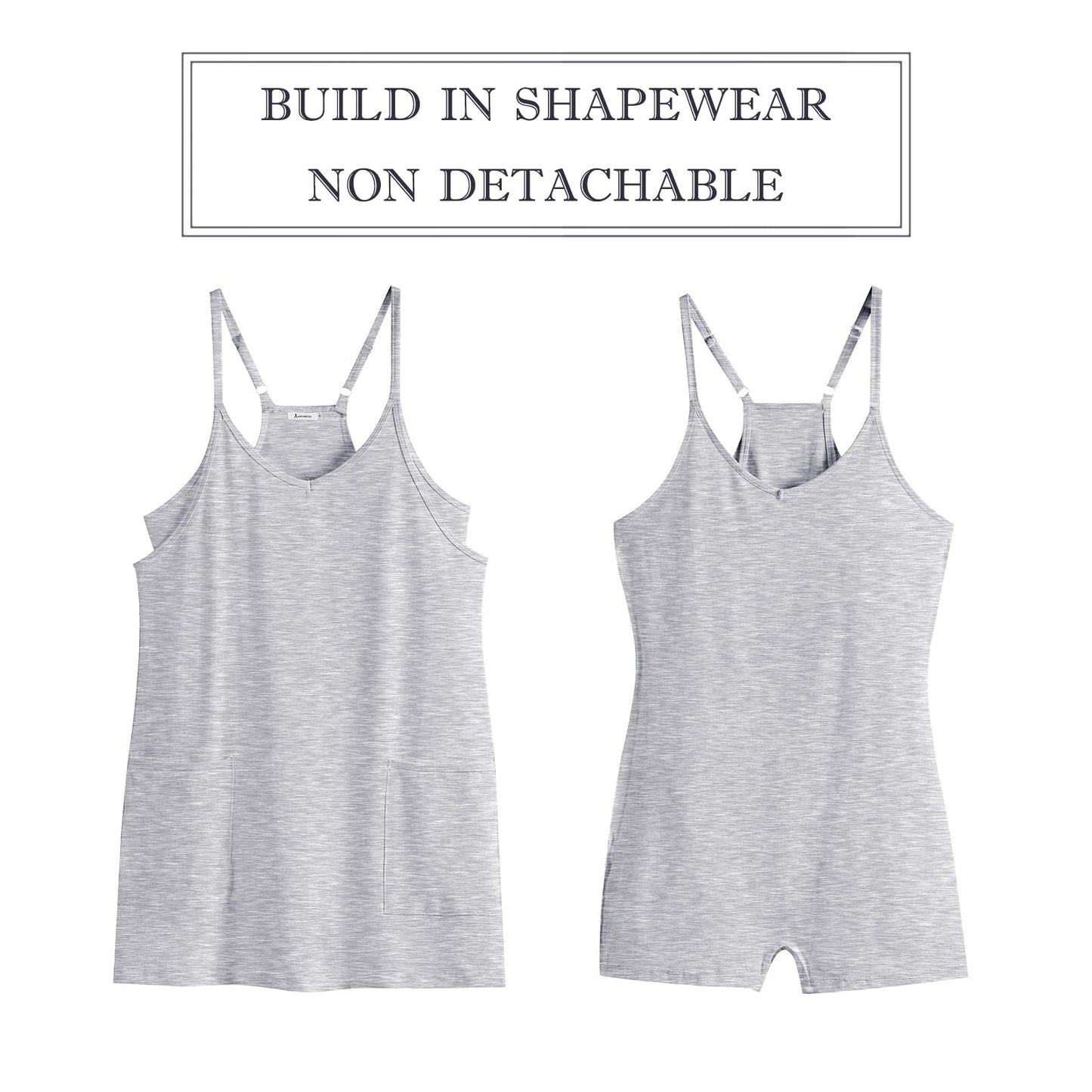 ANRABESS Women Athletic Dress Summer Tennis Workout Active Sports Mini Romper Dress Built in Shorts Travel Vacation Clothes Heather Gray X-Smal
